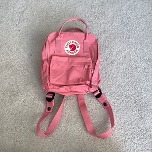 Pink mini fjallraven kanken backpack